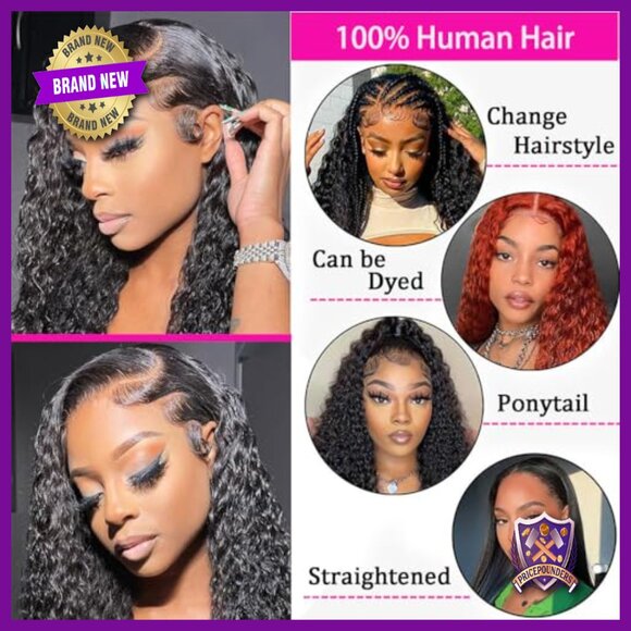 28 Inch 13x6 HD Lace Front Wig Human Hair Deep Wave Pre Plucked display picture 3